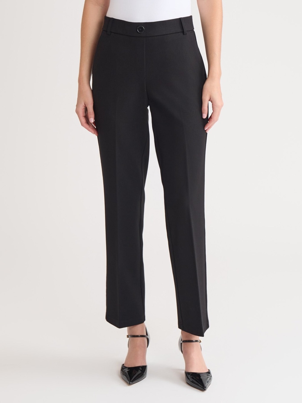 Kasper Petite Audrey Pull-On Straight Leg Mid Rise Trouser